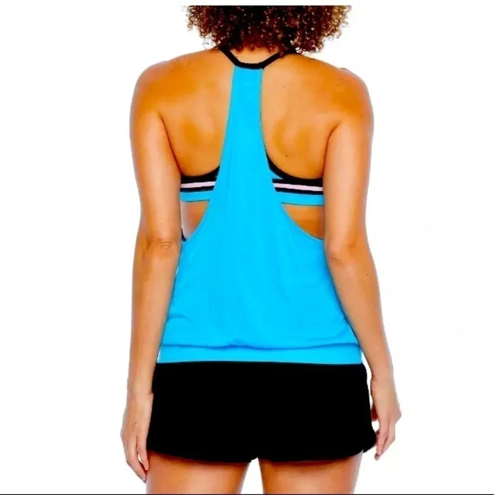 Nike Swim Tankini Blouson Top Sz S Blue NWT - Picture 3 of 11